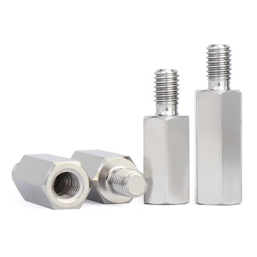 Jinchao 304 stainless steel single-head hexagonal binding post isolation column Yin and Yang stud single-pass support internal and external tooth connection copper column M4*10+6 (10 pieces)