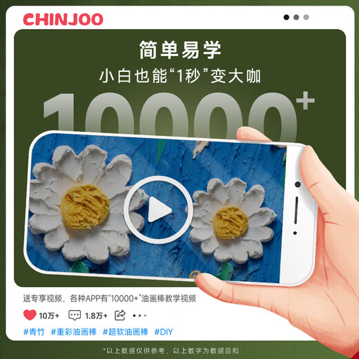 【全网低价】青竹画材（CHINJOO）36色超软重彩油画棒儿童可水洗不脏手彩绘软性蜡笔涂鸦笔手绘玩具 礼物美术写生