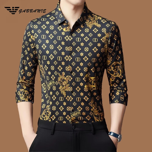 FALAMONE Armani new spring and summer men's long-sleeved shirt 2025 spring new markless and iron-free shirt 2025 838 green one size m 165 Recommended 100-120Jin [Jin equals 0.5 kg]