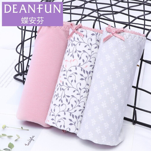 
Die Anfen 4-pair underwear, cotton sweet lady, high waist belly-closing lace shorts, women's 13118 13118 Pure powder + floral + print + print XL (2 feet 2-2 feet 4)