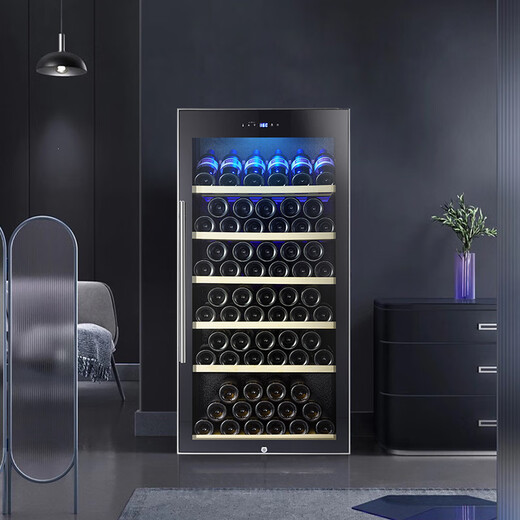 Bacchus wine cabinet 50-70 bottles thermostatic cabinet household refrigerated fresh cabinet wine cabinet compressor solid wood wine rack light luxury living room office air-cooled frost-free display cabinet YC-188S-air-cooled beech wood hanging cup 52 bottles