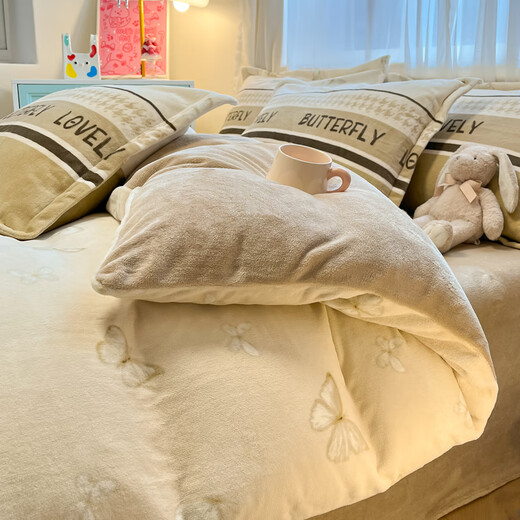 Antarctic people solid color skin-friendly wash cotton bed four-piece set for double household nude sleeping sheets and quilt covers and bedding set Gentleman gray [thickened skin-friendly nude sleeping fabric] 1.5m bedding set for four-piece set - suitable for 150*200 mattress