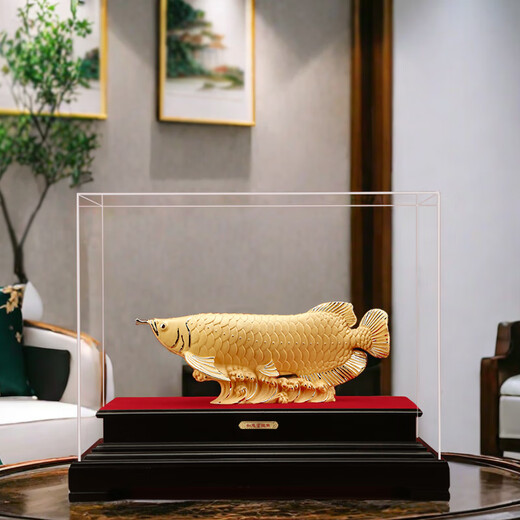 Jinshuitang Velvet Sand Lucky Arowana Ornaments Opening Ornaments Housewarming Gifts High-end Gifts Living Room Office Ornaments Customized Blessings Large Arowana Ornaments