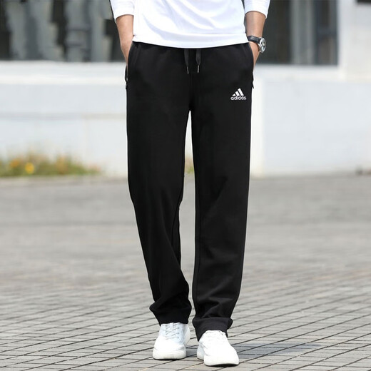 阿迪达斯（adidas） 男裤 25夏新款运动裤舒适棉质透气休闲裤时尚针织直筒毛圈长裤子 拍小一码/GK9273 S