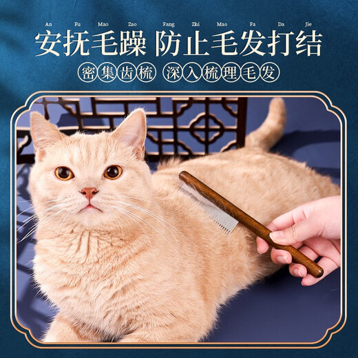 Qi Oh cat comb to remove floating hair, cat comb, cat hair comb, Ragdoll long hair comb, dog comb, pet comb, fine-toothed comb, short hair-remove fleas and remove floating hair