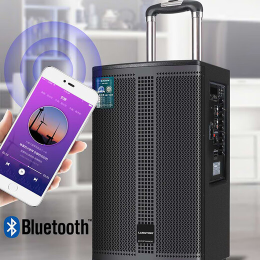 LANGTING QX1014 square dance audio professional outdoor karaoke high volume singing and dancing mobile portable trolley Bluetooth performance speaker built-in sound card version GD08-41+2 microphones