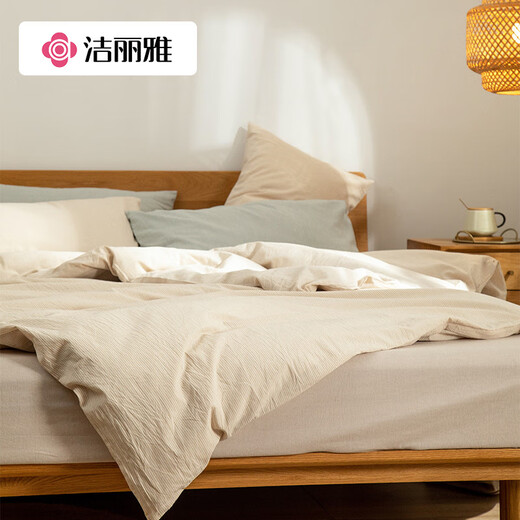 Grace simple cotton yarn-dyed washed cotton four-piece bed sheet set Gray dense strip 1.8m bed sheet set four-piece set Grace simple cotton yarn-dyed washed cotton four-piece bed sheet set Gray dense strip 1.8m bed sheet set four-piece set