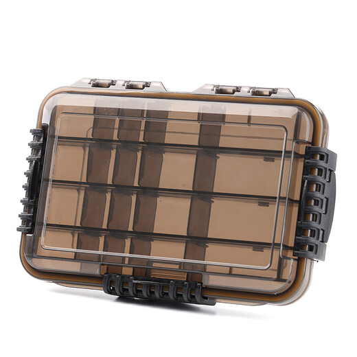 Hookfeng Lure Bait Box Box Portable Fishing Accessories Box Storage Box Multi-Functional Bait Box Iron Plate Sequins Mino Waterproof Hard Bait and Soft Bait Storage Lure Accessories Box [26*16.5*4.5cm] Brown