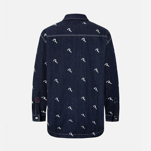 EVISU men's all-over seagull print quilted versatile denim shirt jacket 2EAHTM2SJ723OSDN denim blue M
