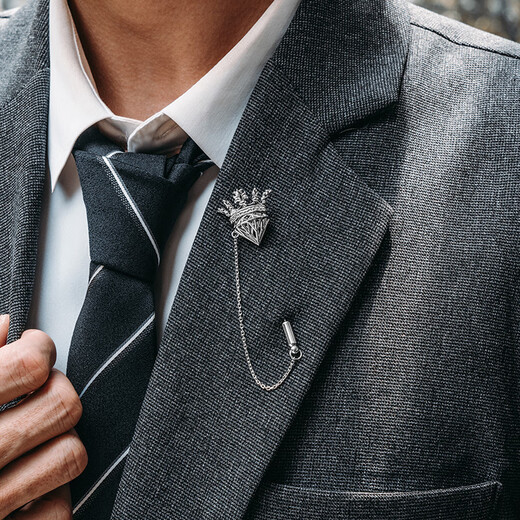 Mingyang Decorative Sea MYSH 925 Silver Crown Crown Brooch Men's Suit Shirt High-end Original Design Niche Corsage Pin Button Crown Brooch + Brand Brand Gift Box