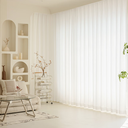 LAEWINHOME Insulated Sunscreen Mirror Veil Curtain Thickened White Translucent opaque Curtain Yarn Finished Bedroom Living Room Bay Window Balcony Moge Yarn [Customized] Yarn/Price per Meter
