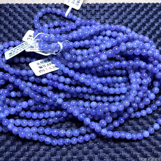 Yan's Natural Ocean Heart Tanzanite Three Circle Bracelet Buddha Beads Purple Sapphire Crystal Bracelet Tanzanian Gemstone Jewelry for Women (A94) Approximately 4.9-5.1mm