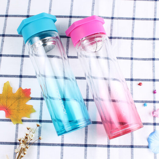 
Lock Lock Star Diamond Double Glass Water Cup Heat-resistant and Anti-scalding Summer Color Gradient With Tea Net Creative Portable Cup LLG653 LLG655 Pink Gradient 350ml