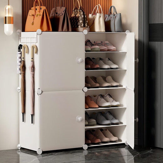 Anya simple shoe cabinet door shoe rack multi-layer dustproof entrance plastic storage resin assembly two rows six layers