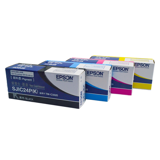 爱普生（EPSON）爱普生TM-C3520原装墨盒彩色标签打印机SJIC24P四色墨水 3520废墨盒废墨仓 SJIC24P四色墨盒一套
