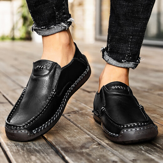 Región occidental Camel Camel Hombres de cuero genuino de cuero casual de cuero de gran tamaño British Perfect Geanie Zapatos marrón claro [9918 Four Seasons] 42