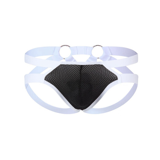 Adult supplies for men, low waist stretch men's thong U convex color-blocking hollow summer ice silk sexy underwear adult sex products gray-green S (see description for details)