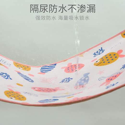 Docteur coloré bébé tampon d'urine étanche lavable et respirant grand printemps et automne quatre saisons feuille de coton écharpe bébé fournitures nouveau-nés heureux petit poisson rose 60 * 80