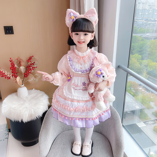 G.duck girls' Lolita dress 2025 new autumn and winter style birthday princess dress fashionable children's dress 120 size recommended 105-115cm 4-5.2 years old autumn style skirt + headwear