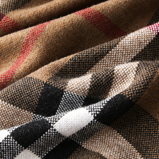 Mr. Guan Herbst und Winter High-End-Männer-Woll-Woll-Strickjacke Business Casual Classic Plaid gedruckter Reißverschluss Sweater 98126 Khaki 4xl