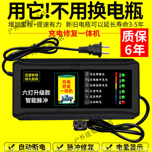 Suitable for automatic power-off electric vehicle battery car charger 48V60V72V20A Chaowei two- and three-wheeler tram six-lamp enhanced version 60V20AH universal three-hole