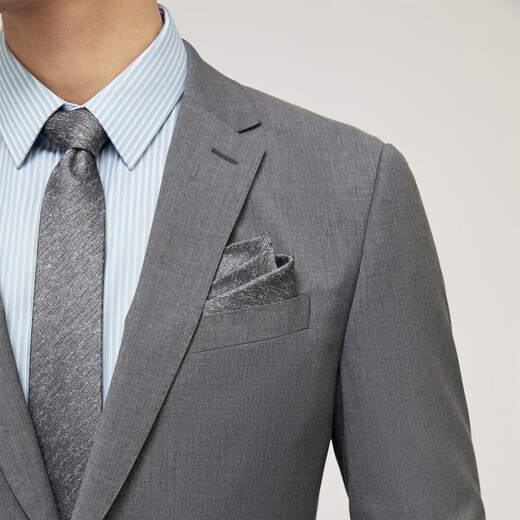 YOUNGOR Suit Herren 229 Style Two Einreihiger Business-Anzug mit mittlerem Rückenschlitz Business-Anzugjacke Grau L 175 /96A