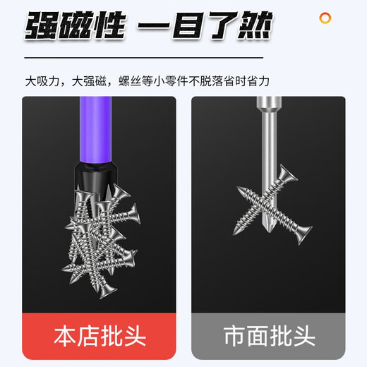 Yanran D1 impact strong magnetic bit head tungsten steel cross high hardness hand drill anti-slip screw set tool electric screwdriver D1 anti-slip teeth 90mm 5 pieces