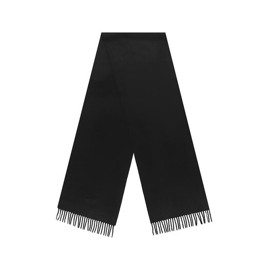 BOSS Men's Thin Cashmere Warm Tassel Scarf 170*28cm Gift for Men 50415017 001 Black LOGO Embroidery