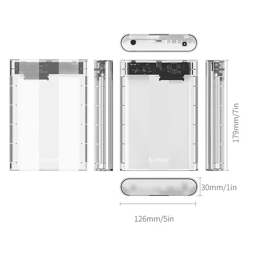 ORICO 3.5-inch mobile hard drive box Type-C3.1 SATA serial port mechanical hard drive external hard drive box-transparent 3139C3