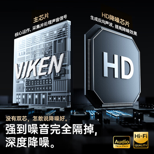 Viken【柏林之声 |2025最新款降噪】蓝牙耳机挂脖式无线运动颈挂超长续航大容量待机防水适用华为苹果