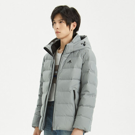 
Jeao down jacket men's short thick style casual business simple outdoor autumn and winter warm 90 duck down men's detachable hat 6296# Paris light gray M (170)