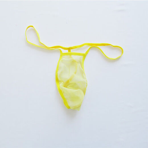 Guiruo Sexy Underwear Men's Sexy Underwear Thong Transparent Breathable Sexy Pants Sexy Seamless Three 3 Pack Pink+Yellow+White