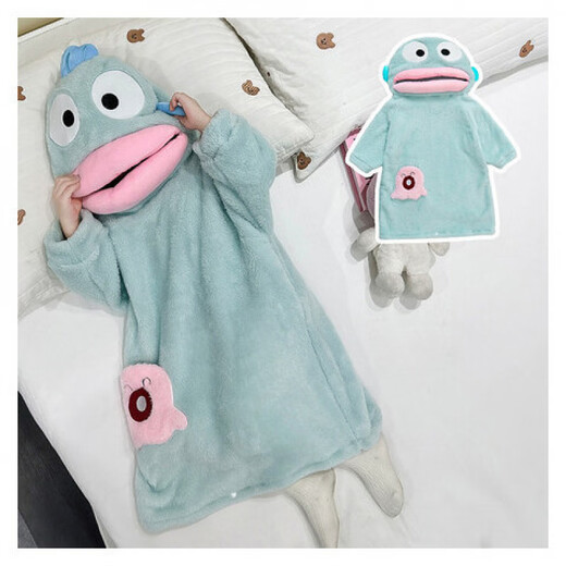 Oxygen Ugly Fish Pajamas Big Head Ugly Fish Children's Funny One-piece Pajamas for Boys and Girls Autumn and Winter Thickened and Velvet Home Clothes Ugly Fish Thickened and Velvet Pajamas Children's Style Without It One Size 12 Size 120-130cm 44-55Jin Jin is equal to 0.5 kg