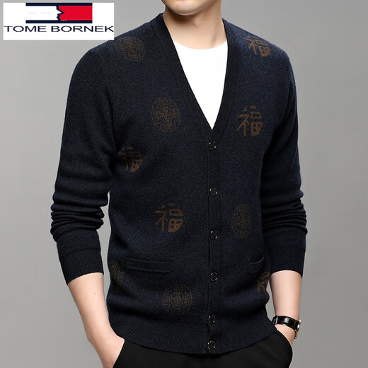 
Tommy Heelly Middle-aged and Elderly Red 100% Wool Men's Clothes Knitted Cardigan Jacket Dad Loose Sweater Big Red 110