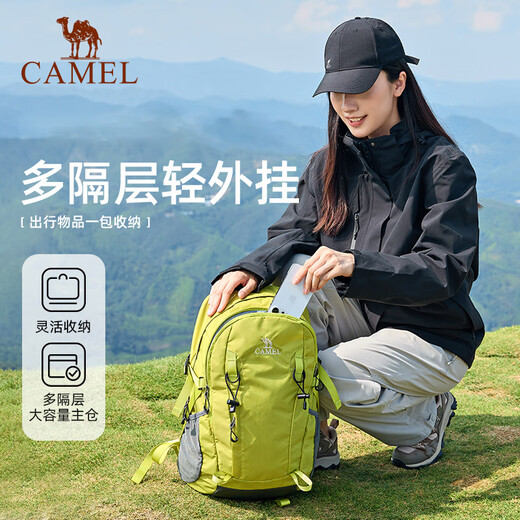 骆驼（CAMEL）云涧户外登山包双肩包运动旅游旅行徒步防泼水爬山骑行休闲书包 574D789650-糖果绿-23L