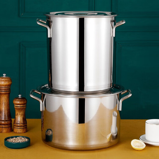 Mingpan stainless steel pot, commercial soup bucket with lid, thick bottom, large capacity stew pot, household water storage bucket, stainless steel bucket, super burn-resistant, extra thick bottom, diameter 30, height 30