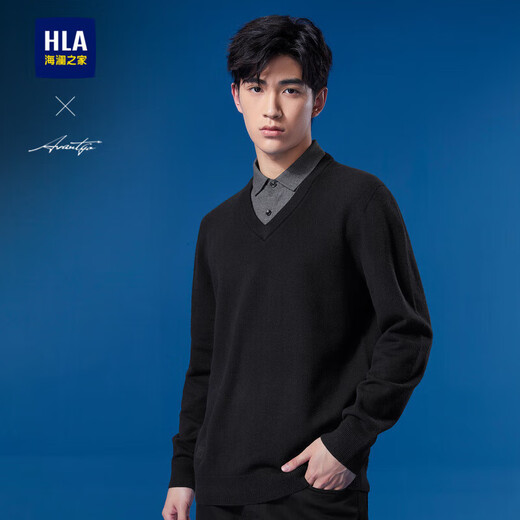 HLA Heilan long-sleeved sweater men's light business fashion series fake two-piece sweater for men