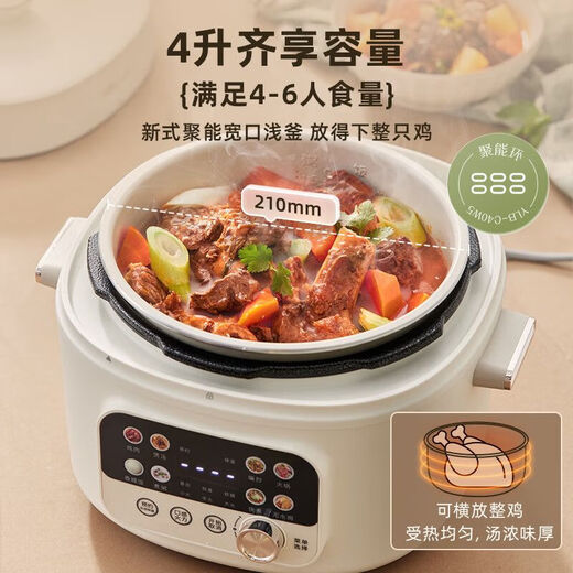 Bear (Bear) rice cooker for household 3-4 personal electric pressure cooker for household multi-function rice cooker for household pressure cooker fully automatic one pot with double cover 4L- Bear