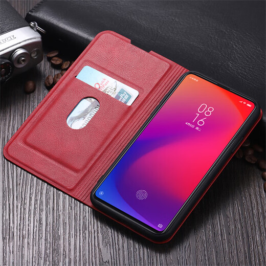 旺喜格适用小米红米K20 pro手机壳翻盖式皮套保护套前后壳全包防摔外壳防指纹卡包男女款 红米K20/K20pro【爵士黑】