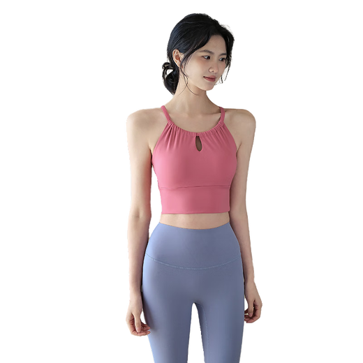 Jincheng Sports Bra Beauty Back Shockproof Running Yoga Wear Vest Sexy Temperament Pilates Training Fitness Bra Summer Peach Pink Fixed One-Cup GF635 M (Recommended 100-115Jin Jin equals 0.5kg)