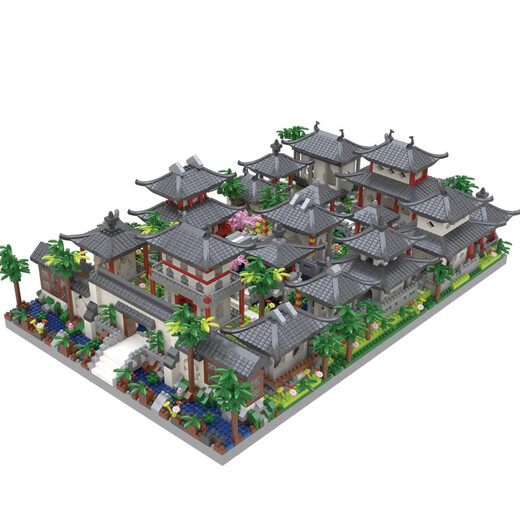 Bausteine ​​Suzhou Garten Große alte Stilbaums Bausteine ​​Chinesischer Stil Nationaler Trend kompatibel mit Lego Children's Assembly Toys Mini Garden Heart 695 Partikel [Farbbox]