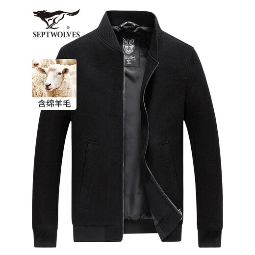 Seven Wolf Jacket Men's Spring Woolen Jacket Men's Wool Warm Business Windproof Jacket Single Jacket Men's Top 001 (Black)-1999 Model 180/96A (XXL)