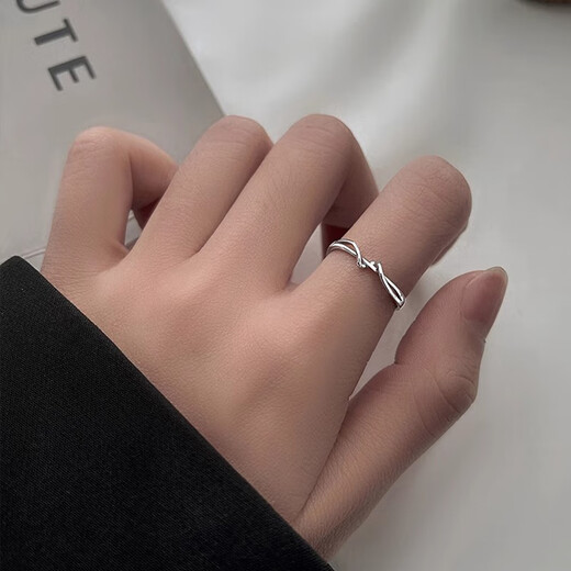 BJYL pure s999 pure silver simple line ring women's niche design geometric ring ring high fashion birthday gift S999 pure silver ring + exquisite gift box