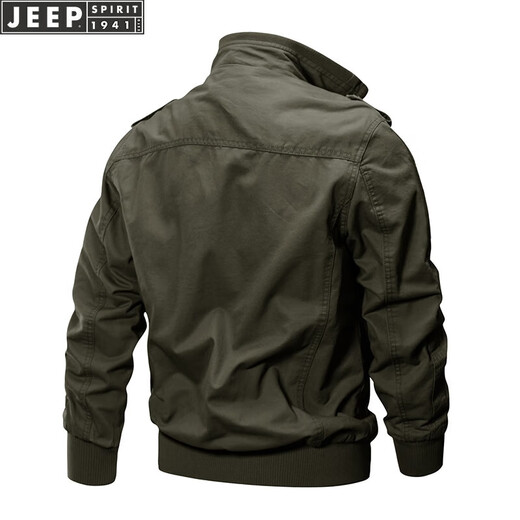 吉普（JEEP） 2025休闲百搭秋冬季男士工装夹克飞行员外套户外大码水洗立领肩 9930卡其色 薄款 2XL 150-165斤 建议