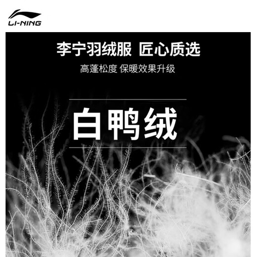 Li Ning Duck Down Jacket Men's 2025 Casual Short Winter Plush Down Hooded Windproof Warm and Versatile Jacket for Men Black (Thick Duck Down Style) XL