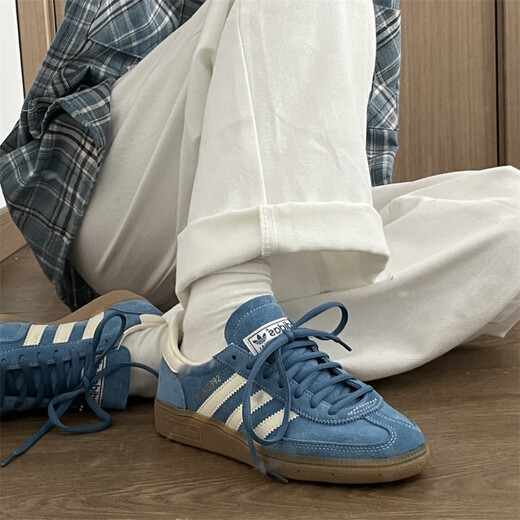 Adidas ORIGINALS HANDBALL SPZL non-slip wear-resistant lightweight low-cut men's and women's sports and leisure sneakers IG6194 blue and white 38.5 (235mm)