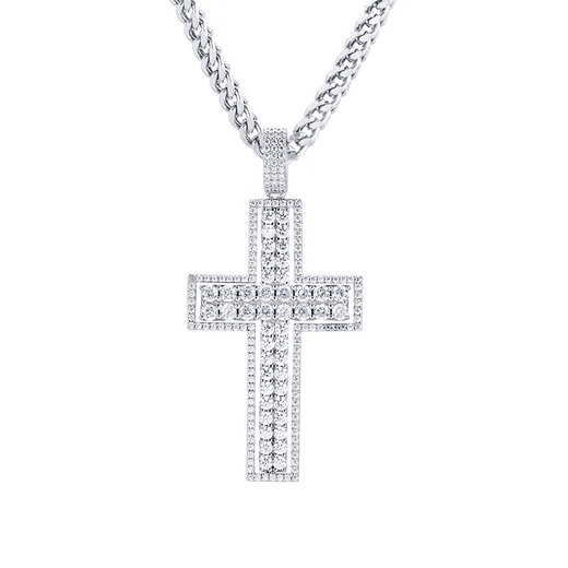 Yujingji Fat Donglai same style light luxury high quality cross pendant for men Pt950 items 24lK imported technology Moissanite 925 gold + chain