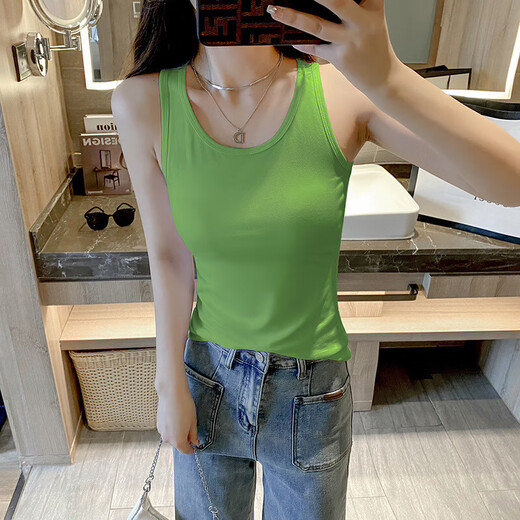 圆领吊带背心女春夏新款外穿遮副乳常规修身显瘦上衣运动无袖打底 烟灰色 L 【96-106斤】