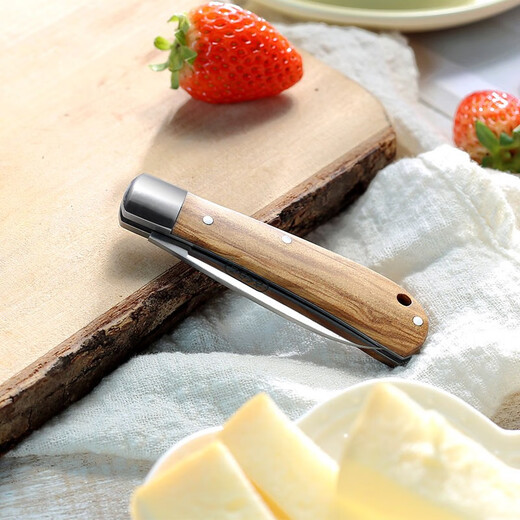 Sanben Sakura fruit knife folding knife household paring knife dormitory knife peeling knife women's portable fruit knife carry-on folding fruit knife olive wood handle