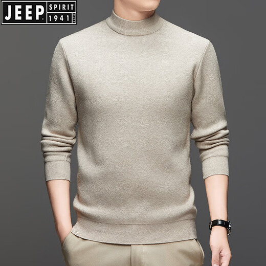 JEEP SPIRIT品牌冬季一体黄金绒加厚半高领毛衣男中年男款纯色保暖针织打底衫 N1098/1MY04黑色 2XL